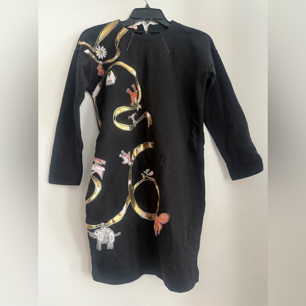 Marni Black Dress with Gold and Multicolor Accents